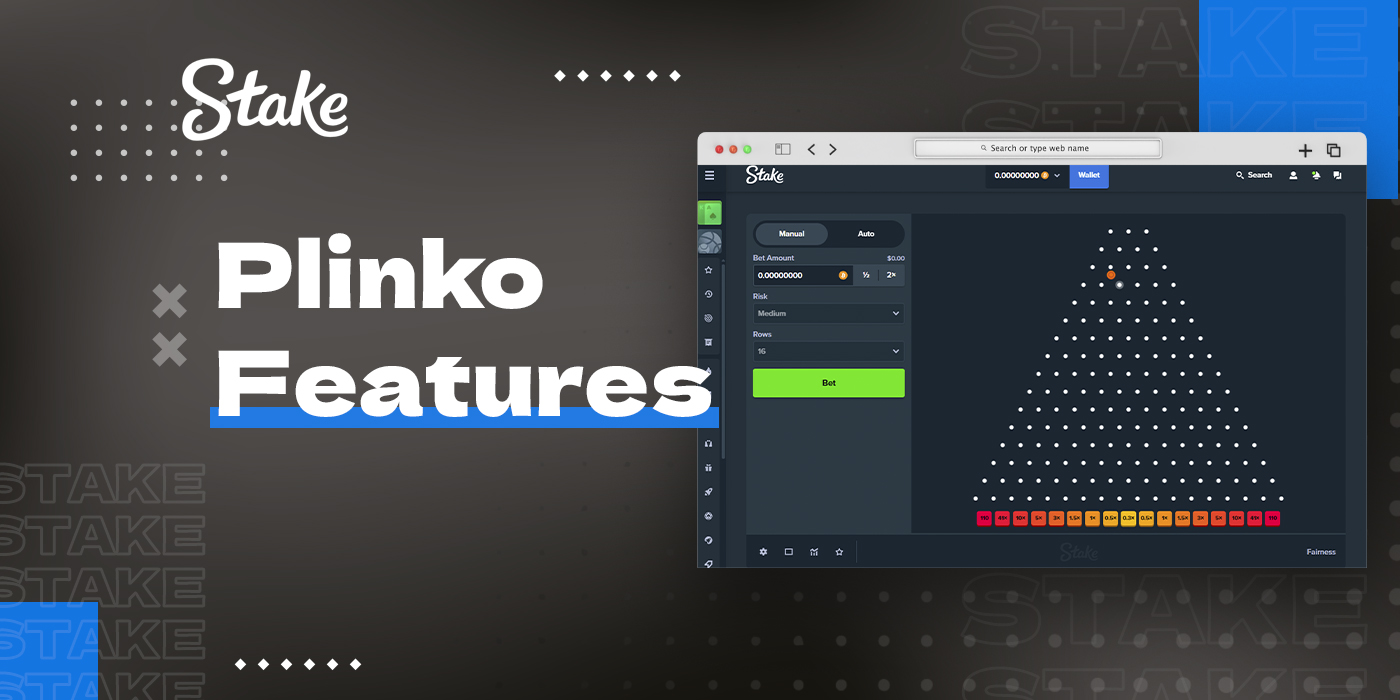 Features of the Plinko game at Stake online casino